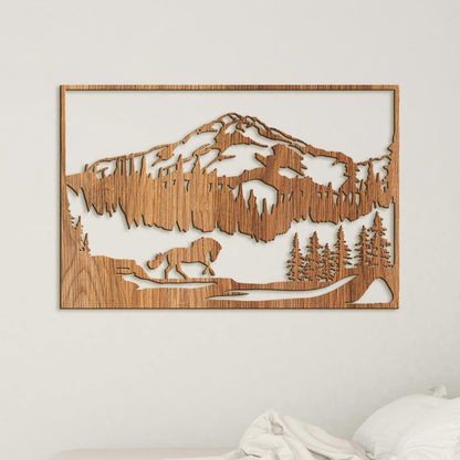 Horska sceneria s konom-DREVTEX