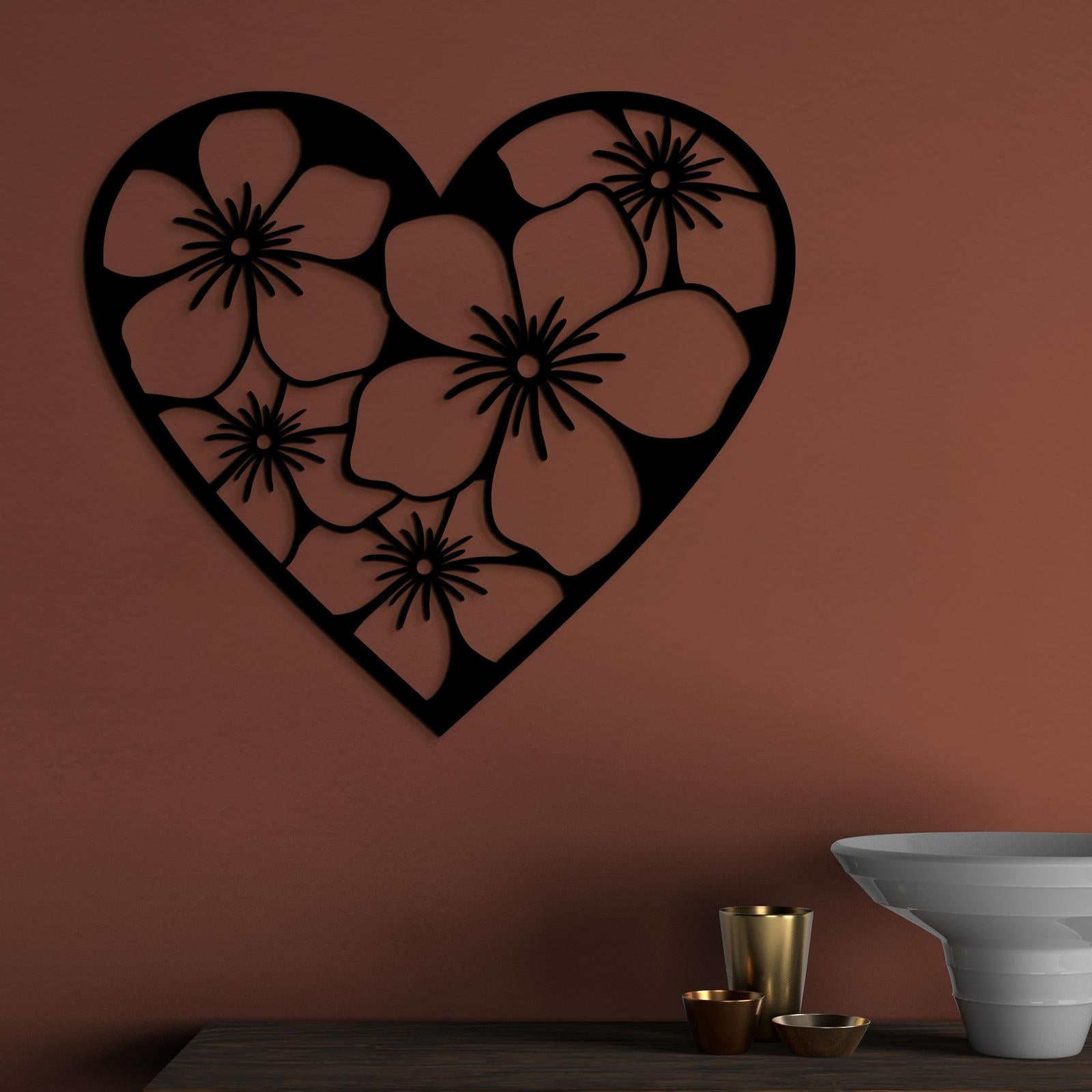 Drevený obraz Srdce plné kvetov-DREVTEX