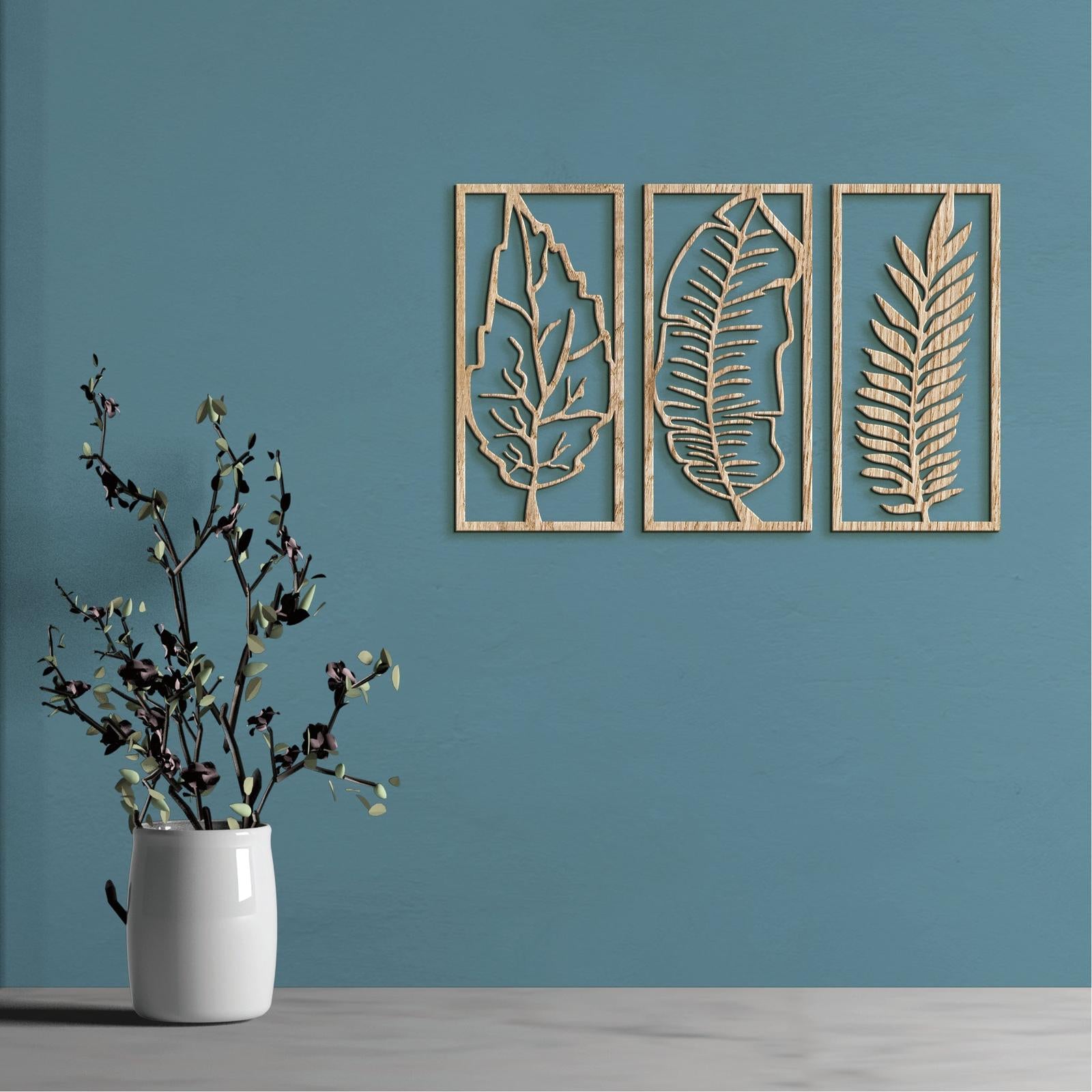 Trojdielny obraz Listy-DREVTEX