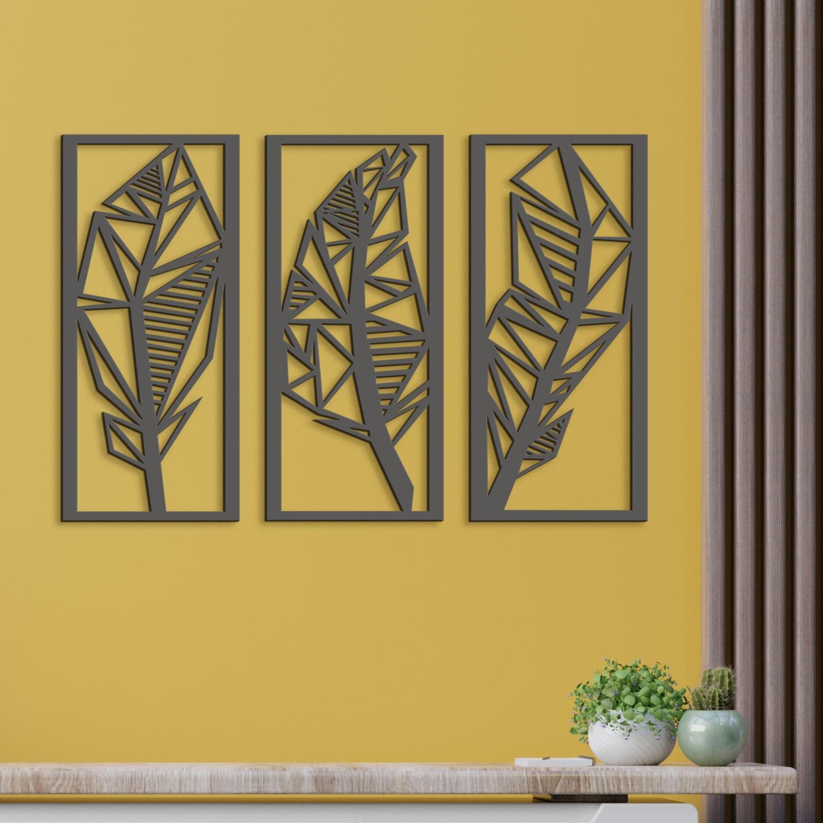 Trojdielny obraz Listy 3D-DREVTEX