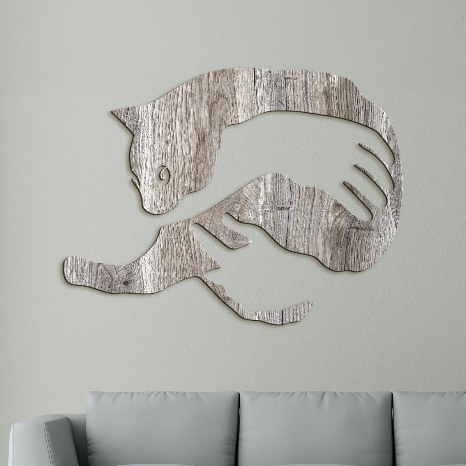 Drevený obraz na stenu mačka v náručí-DREVTEX