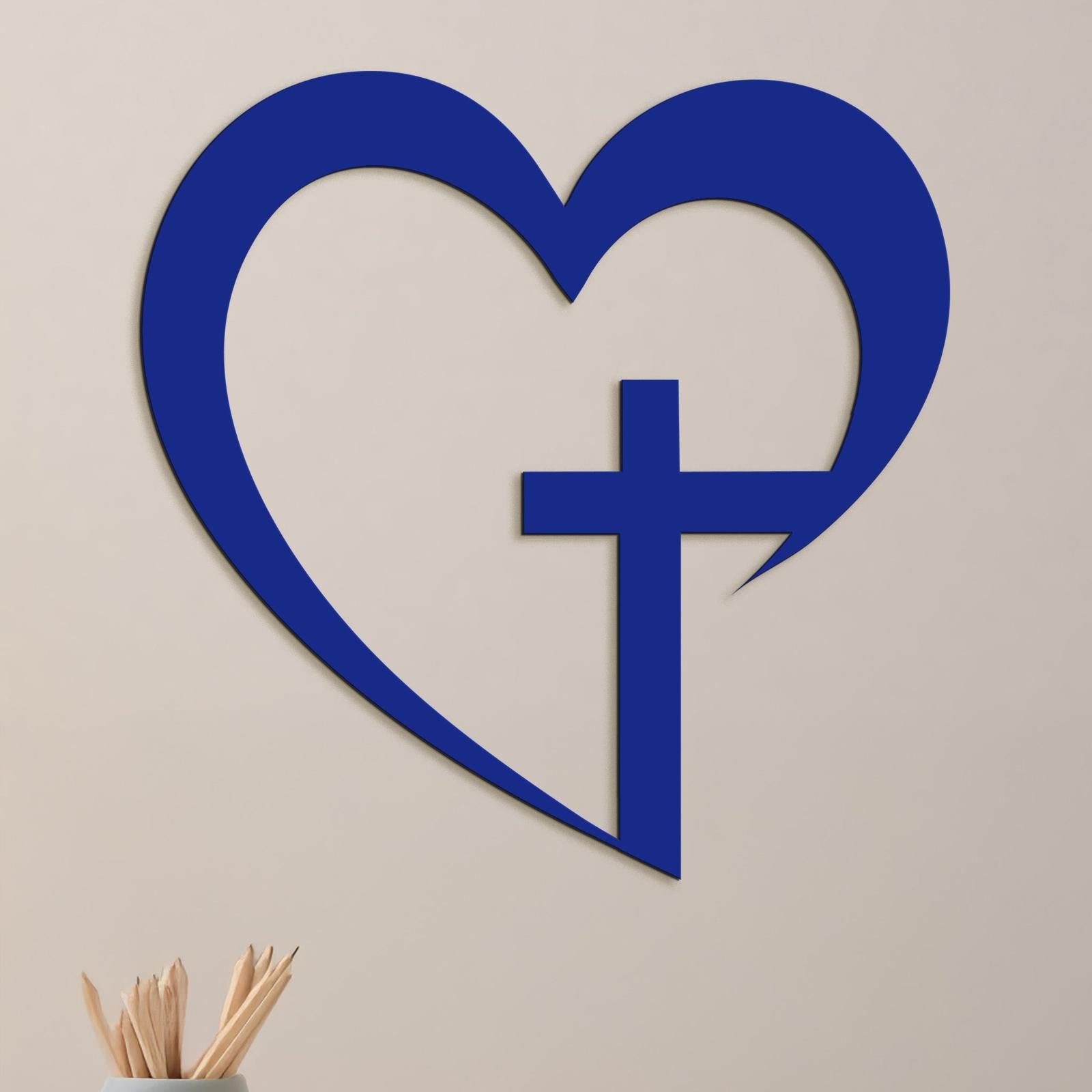 Drevený obraz na stenu Kríž v srdci-DREVTEX