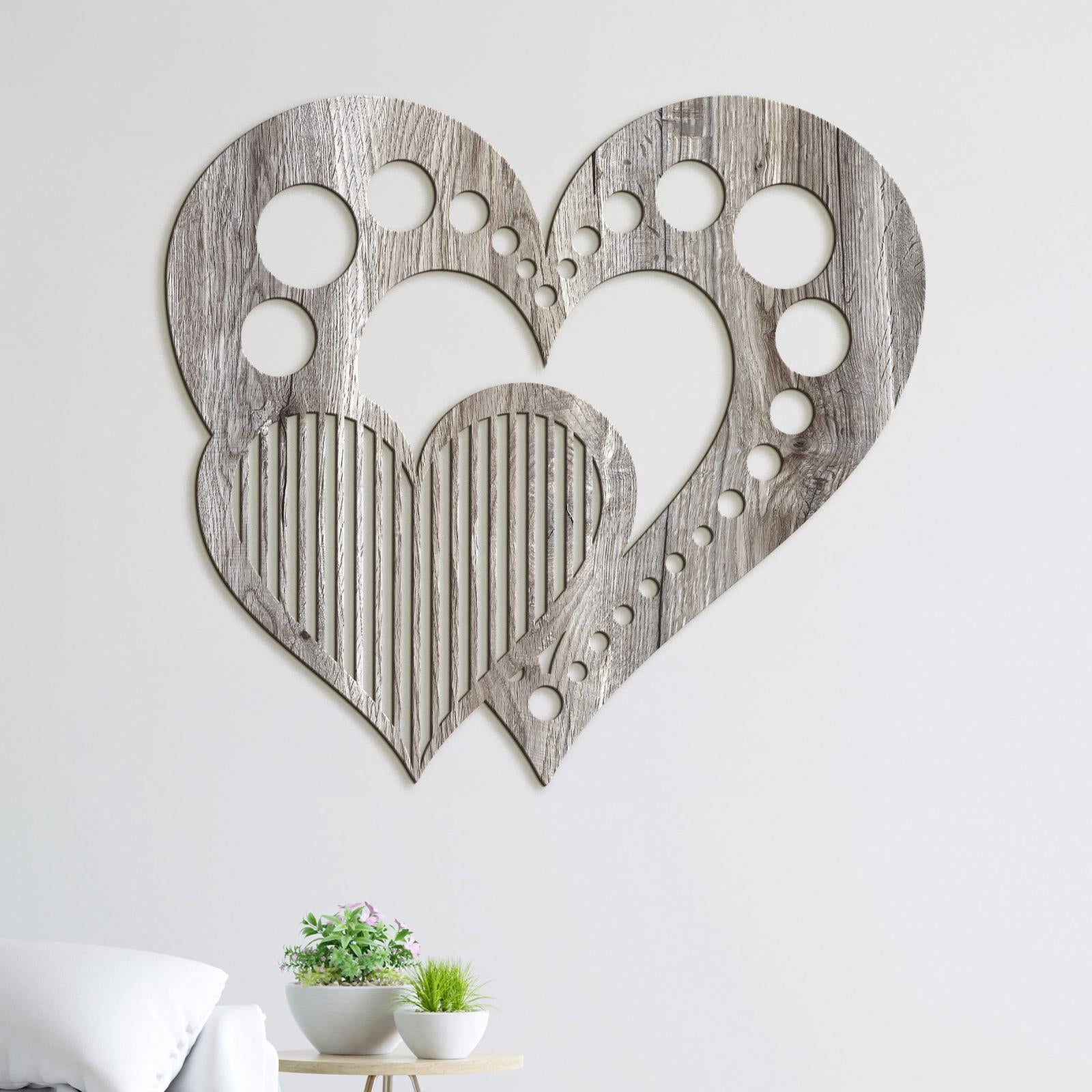 Drevený obraz na stenu Srdcia-DREVTEX