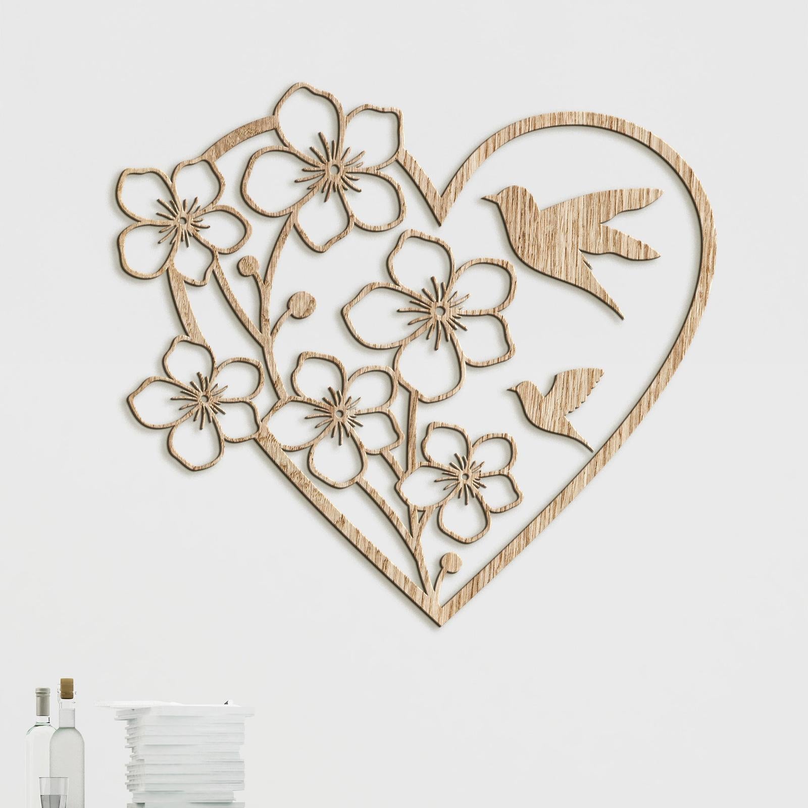 Drevený obraz Srdce s kvetmi-DREVTEX