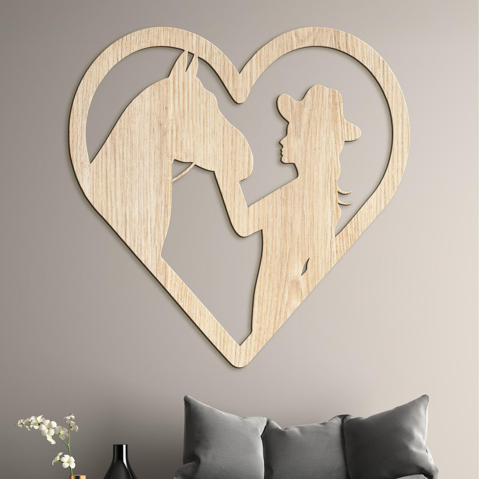 Drevený obraz na stenu žena s koňom-DREVTEX