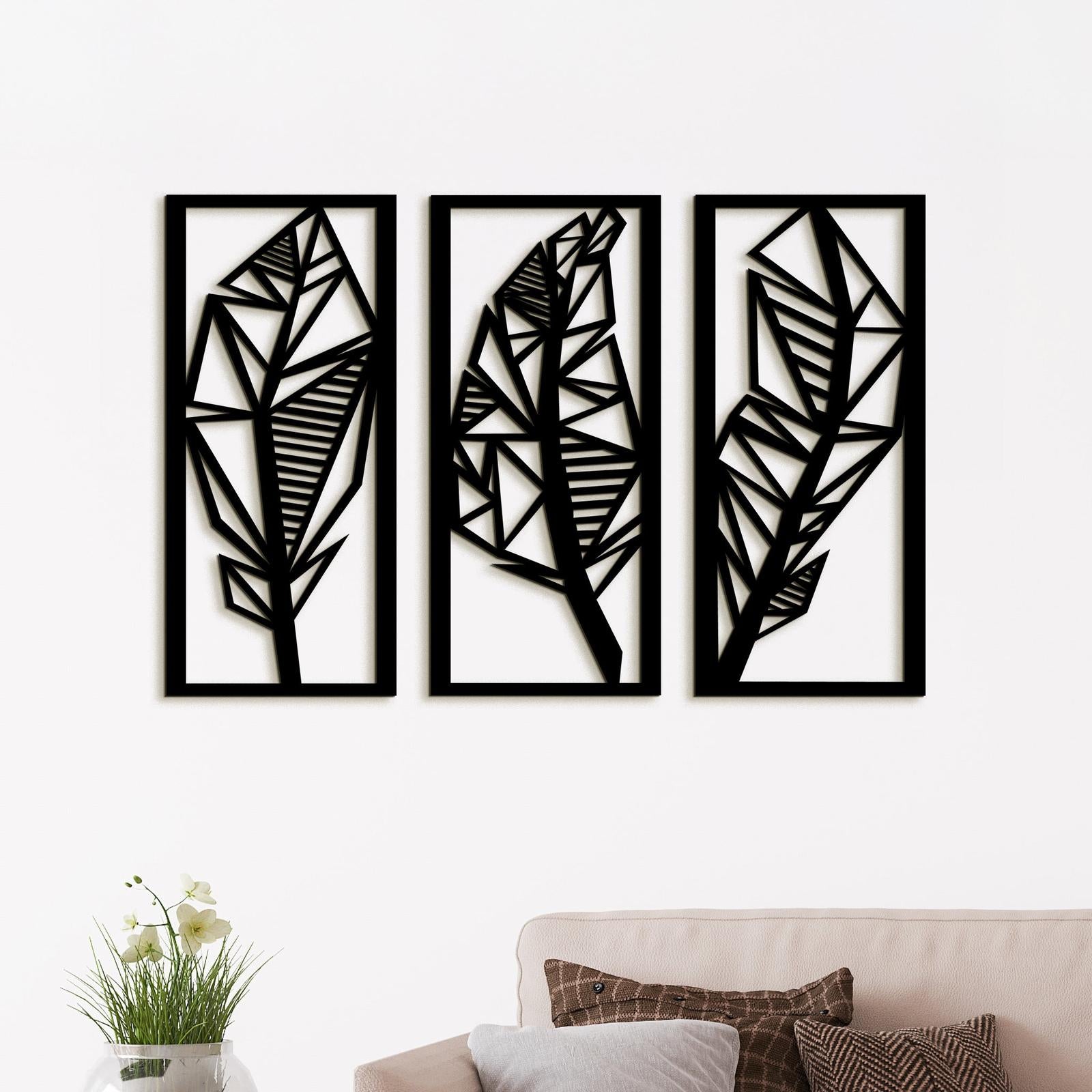 Trojdielny obraz Listy 3D-DREVTEX