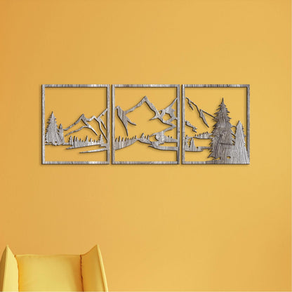 Trojdielny obraz na stenu Hory-DREVTEX