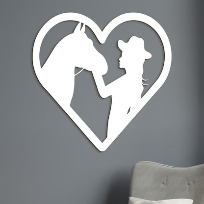 Drevený obraz na stenu žena s koňom-DREVTEX