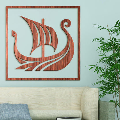 Dreveny obraz Vikingska lod-DREVTEX