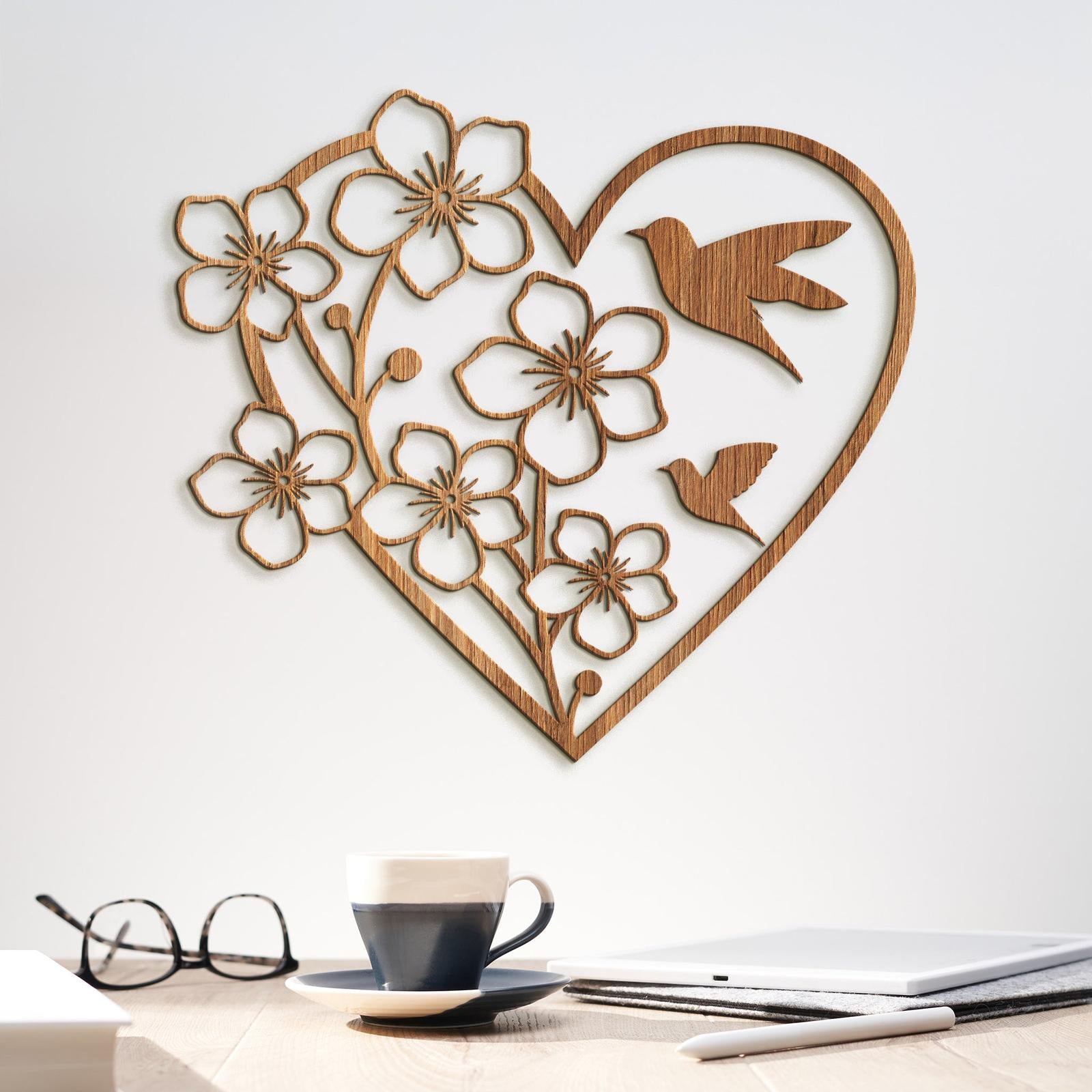 Drevený obraz Srdce s kvetmi-DREVTEX