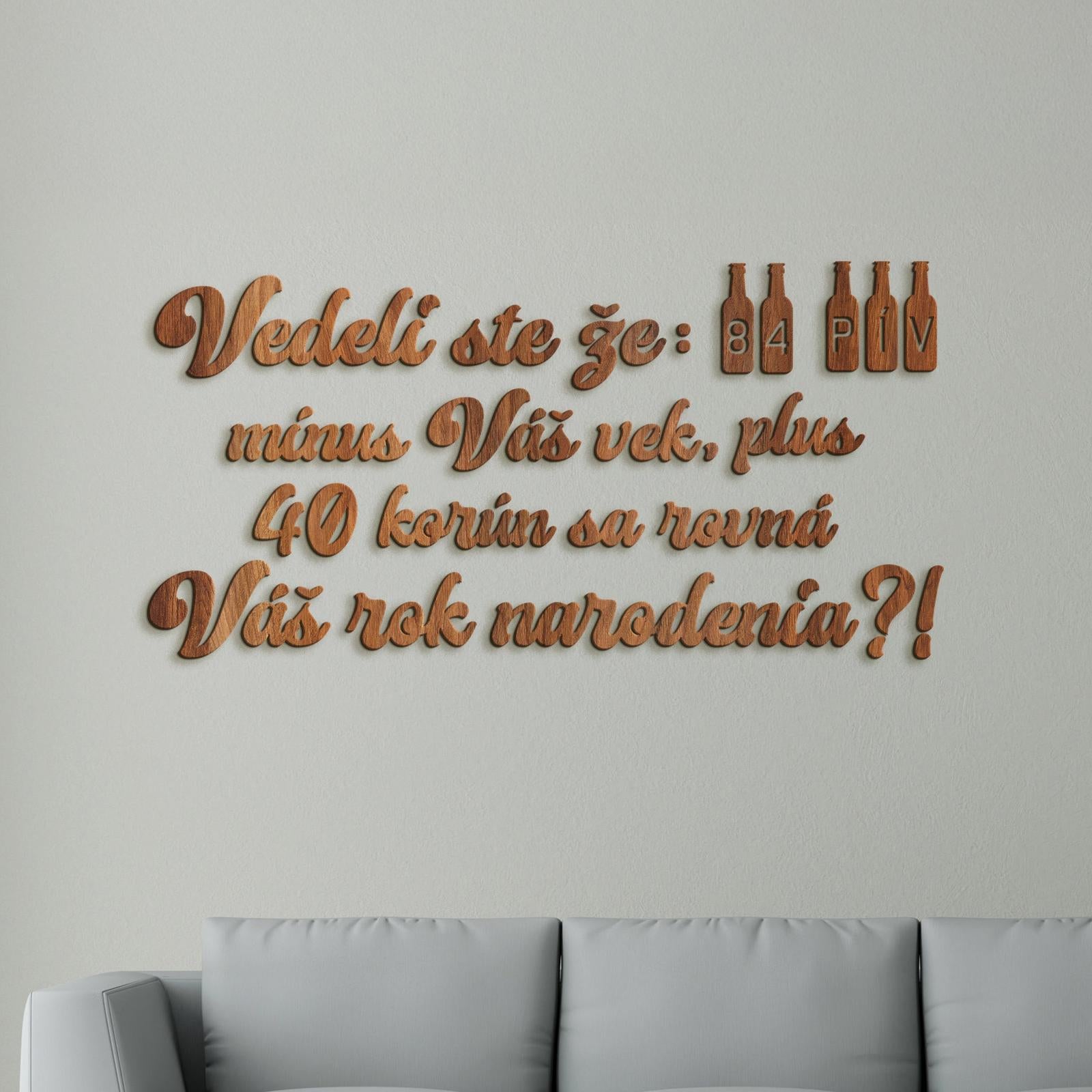 Vtipný drevený nápis na stenu PIVO-DREVTEX