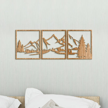Trojdielny obraz na stenu Hory-DREVTEX